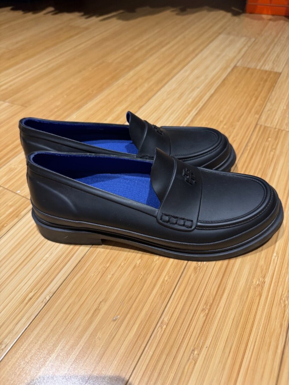 Tory Burch Classic Rain Loafer Perfect Black Rubber Waterproof Size 7